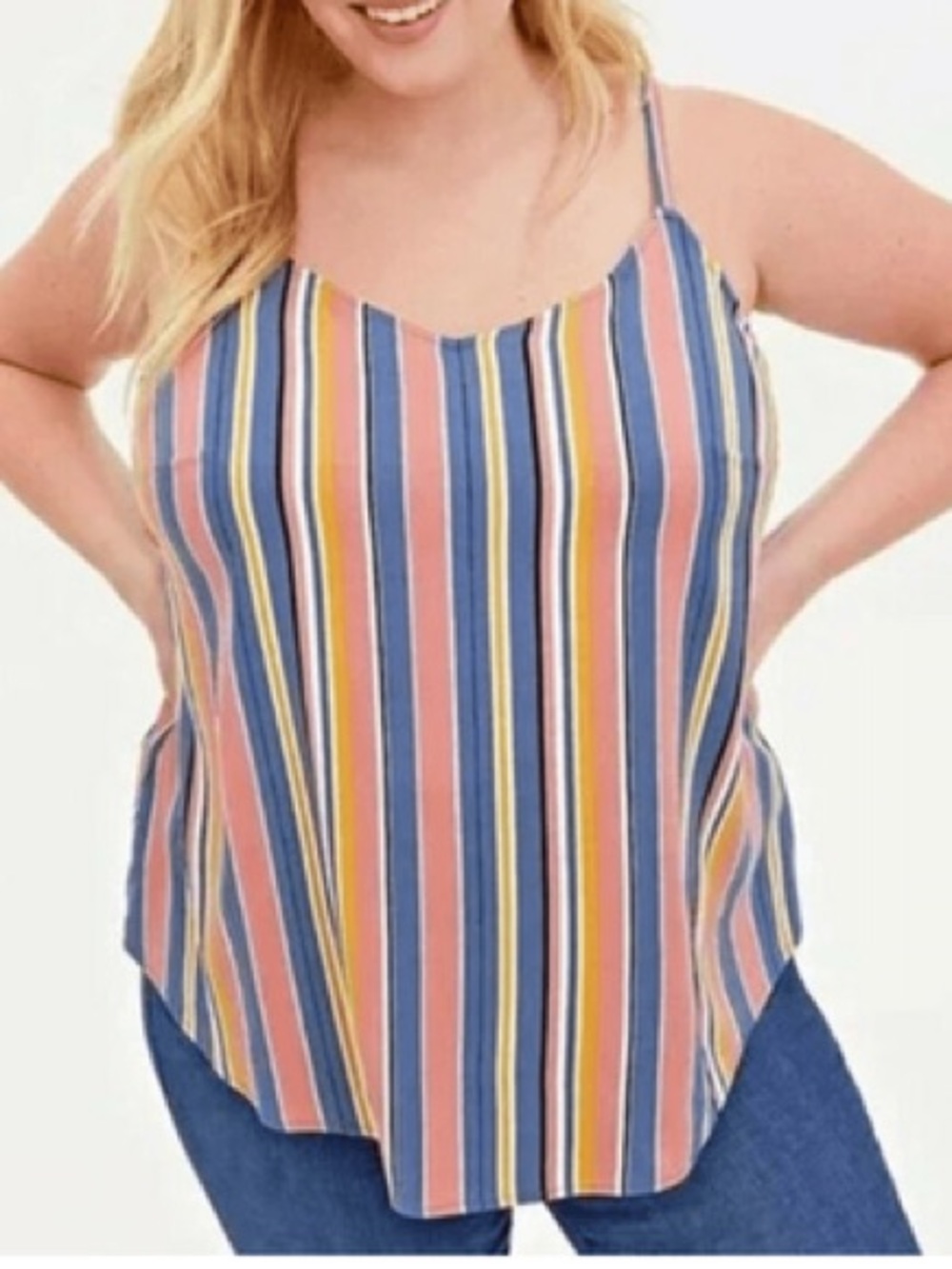 Torrid Striped Pink & Blue Spaghetti-Strap Women's Tank Top
